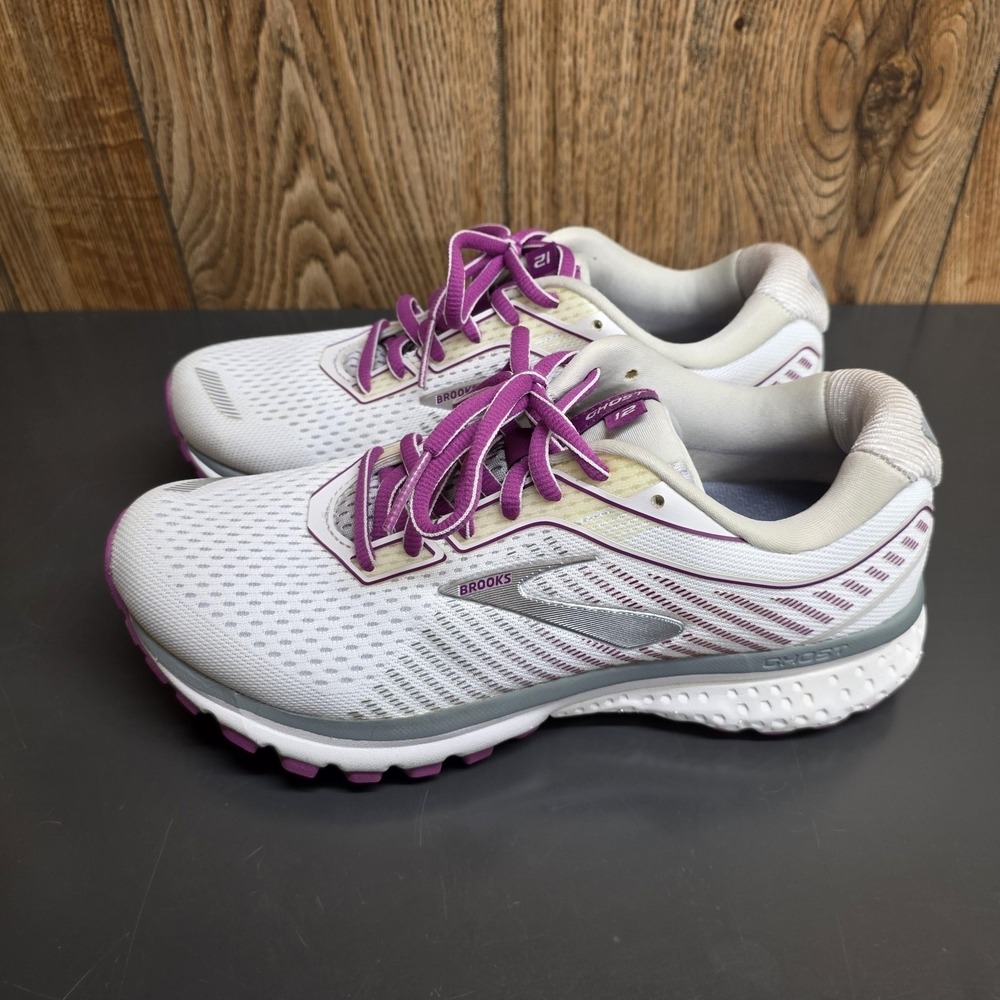 Brooks Ghost 12 Shoes Womens Size 7 White Purple Running Sneakers Cushion - Picture 4 of 10